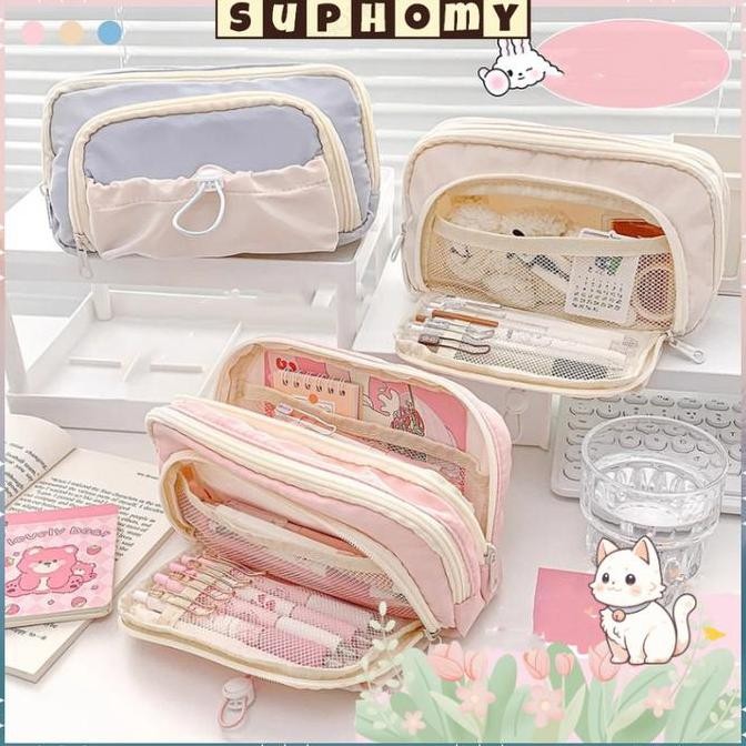 

diskon! tempat alat tulis kotak pensil aesthetic tas penatempat pencil tas pensil kapasitas besar