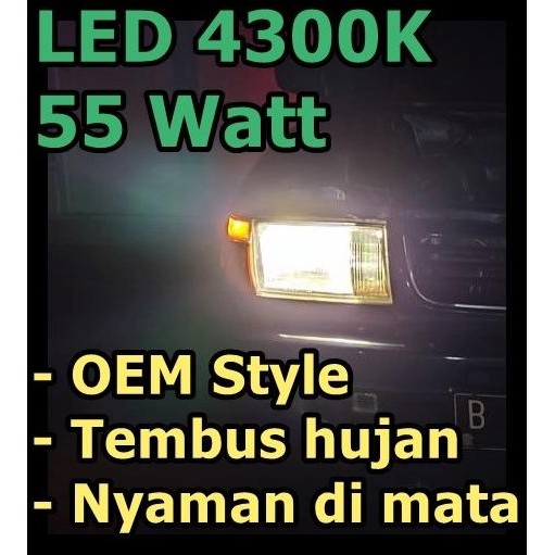 Lampu - Lampu Led H4 / H11 / H16 4300K Kuning Warm White 55Watt All Season