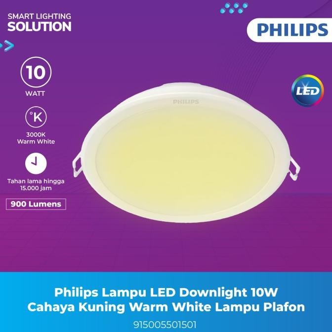 Lampu - Philips Lampu Led Downlight 10W Cahaya Kuning Warm White Lampu Plafon