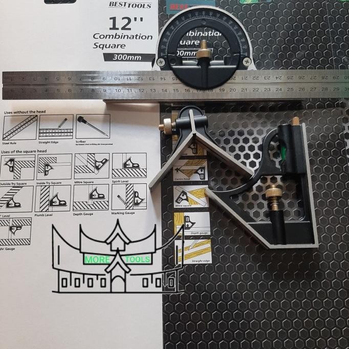 

Penggaris Waterpass Siku Kombinasi Dengan Busur 12" / Penggaris Busur TM