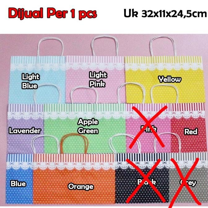 

{{{{}}] Paper Bag / kantong belanja / tas kertas / shopping bag - Dot Lace L