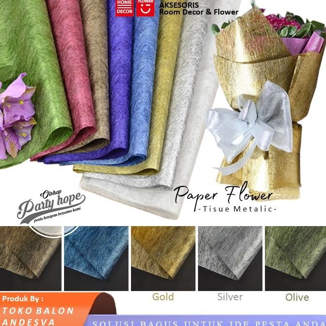 

New - [isi 20] Kertas Buket Bunga Serat Metalik / Tissue Cotton Paper Flower