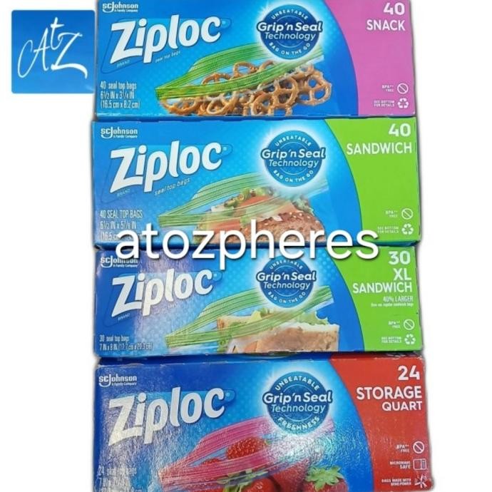 CO SC Johnson Ziploc Grip 'n Seal Technology 24 STORAGE QUART 30XL 40 90 SNACK SANDWICH 14 FREEZER G