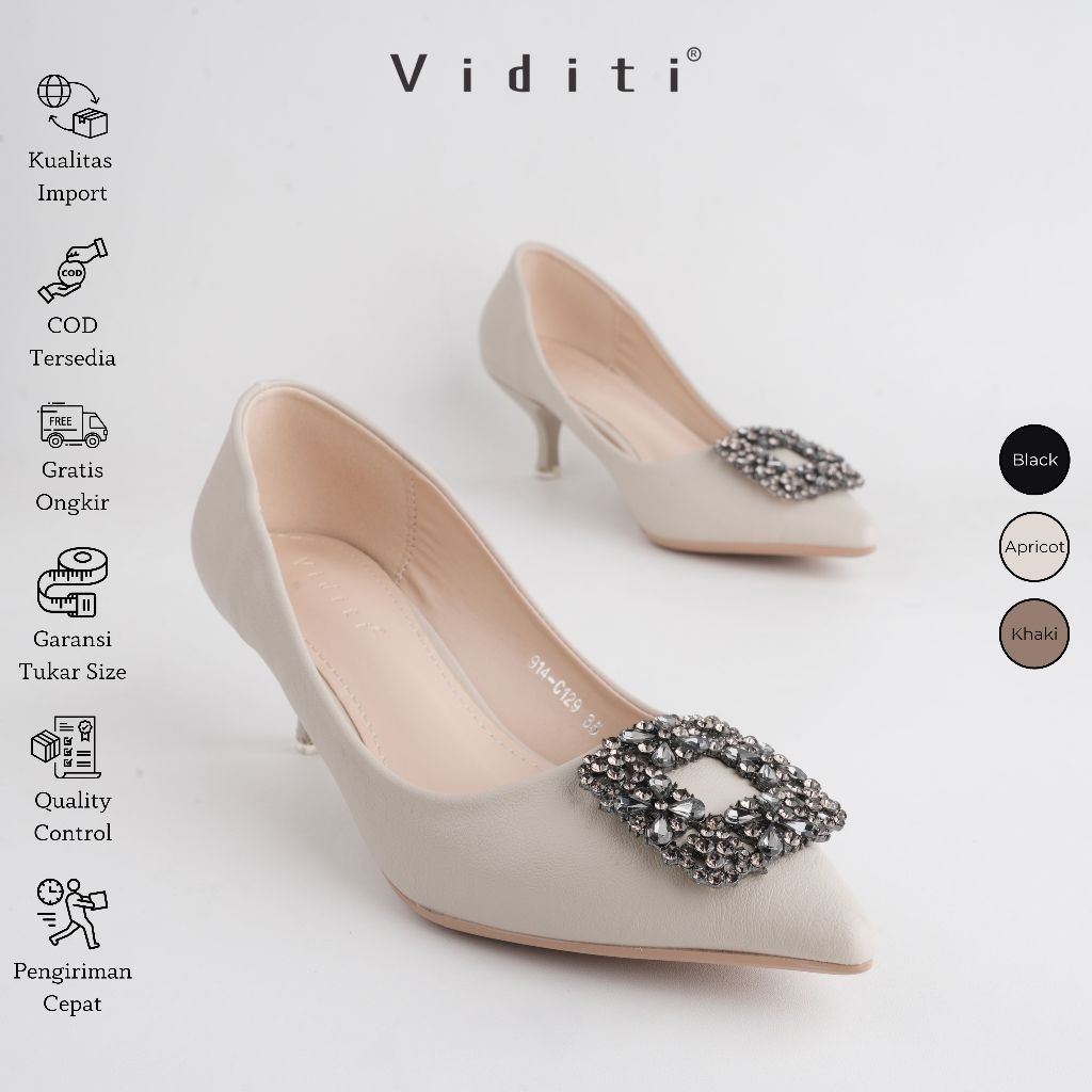Viditi Crystal Heels 4 cm | Sepatu Import Wanita