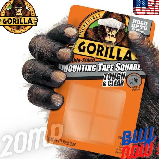 

TERMURAH Gorilla Tough & Clear Double Sided Tape Squares 24 Pcs USA Mounting