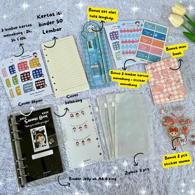

COD Paket Binder Keuangan Nabung Murah Lengkap Super Lucu A6, Binder Keuangan Lengkap bu-100