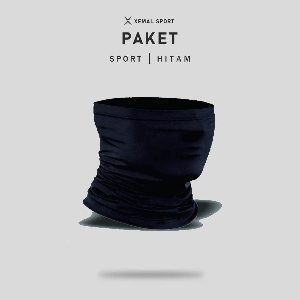 COD Paket Setelan Olahraga -  Manset Kaki , Manset Tangan , Lets Slim Masker Buff Hitam Polos df-7