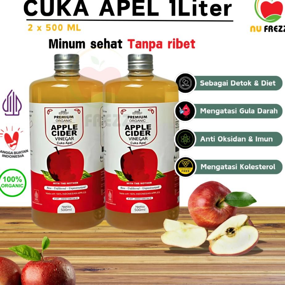 

Cua Apel Organi 1 Liter Cider Vinegar With The Mother Cua Apel 2 Ml