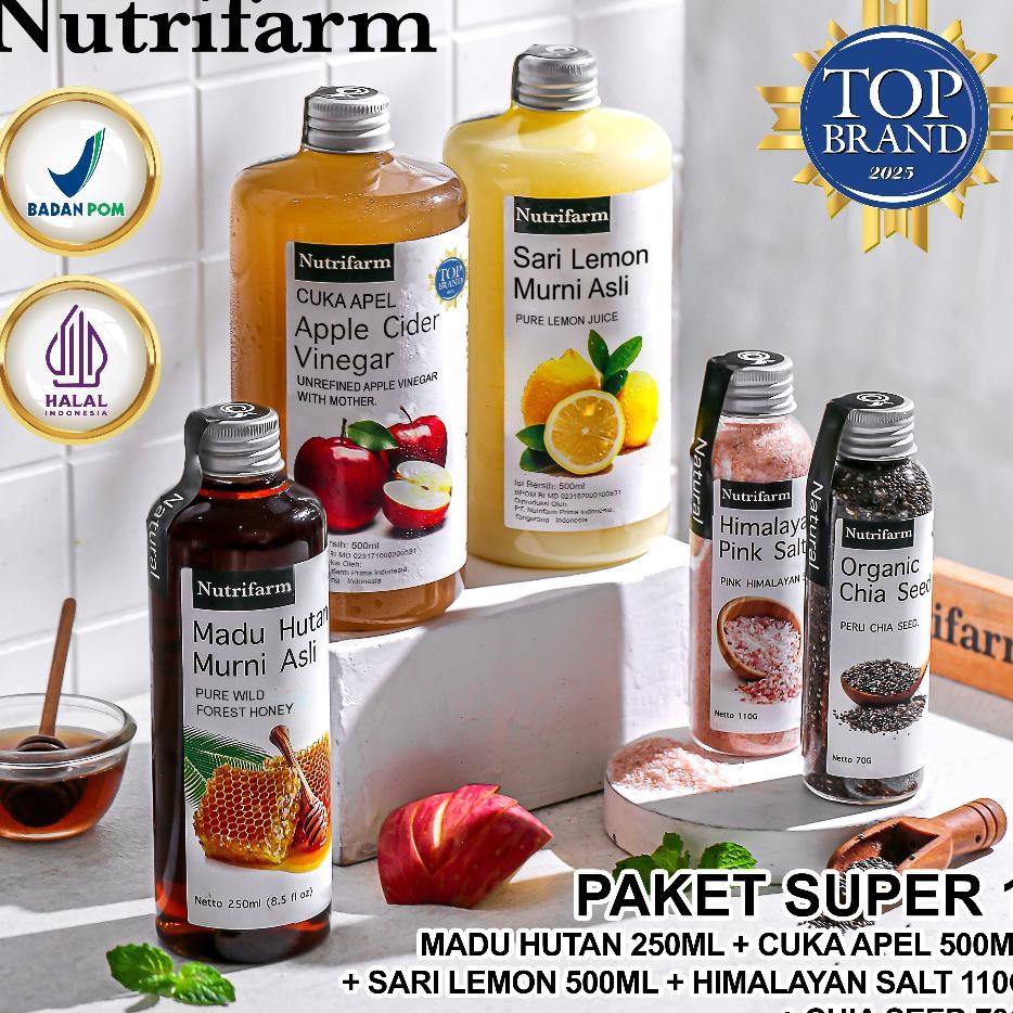 

Paet 1 Nutrifarm Cua Apel Ml Ari Lemon Ml Madu Hutan 250Ml Chia Eed 70G Himalayan 110G Untu Untu Wajah