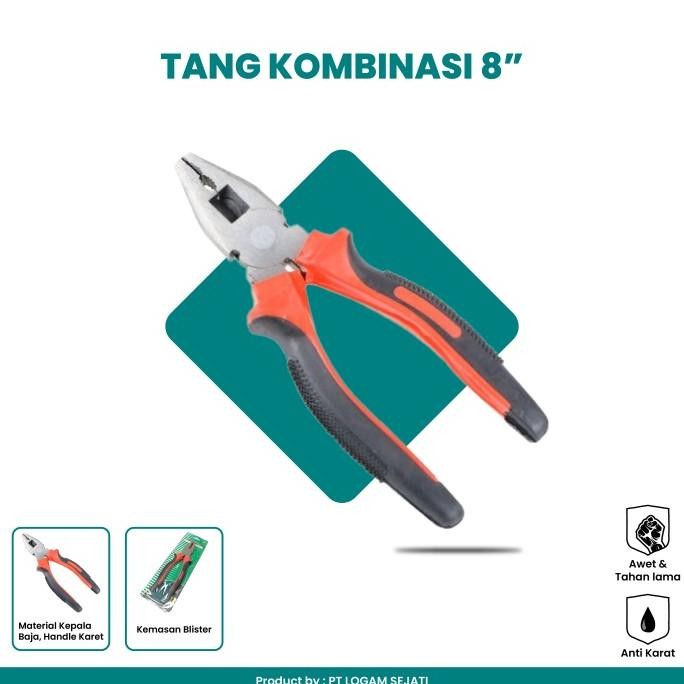 BRG BARU Tang Kombinasi 8" kepala baja , handle karet