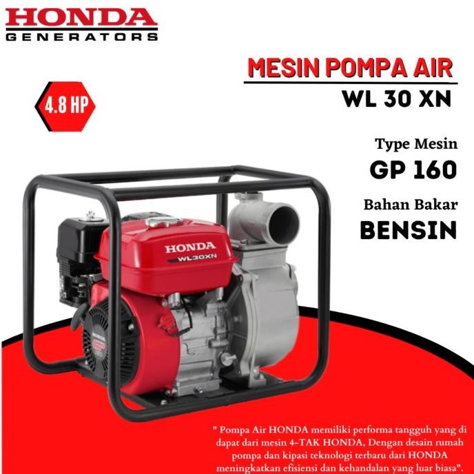 Mesin Pompa Air irigasi sawah Honda WL30XN Water Pump WL 30 XN 3 inch