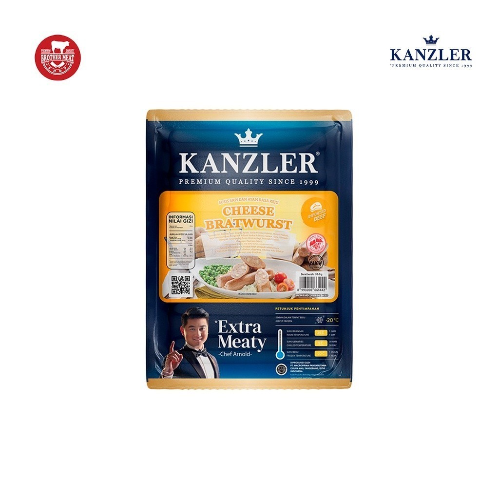 

Kanzler Sosis Cheese Bratwurst 360gr, Halal