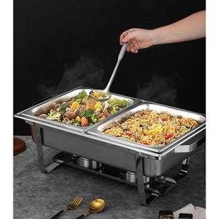 Tempat Makan Prasmanan Bahan Stainless Steel Warmer Fast Food Dish