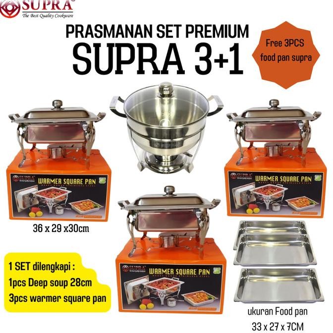 BEBAS ONGKIR - Prasmanan set premium supra 3+1 Free food pan supra 3pcs