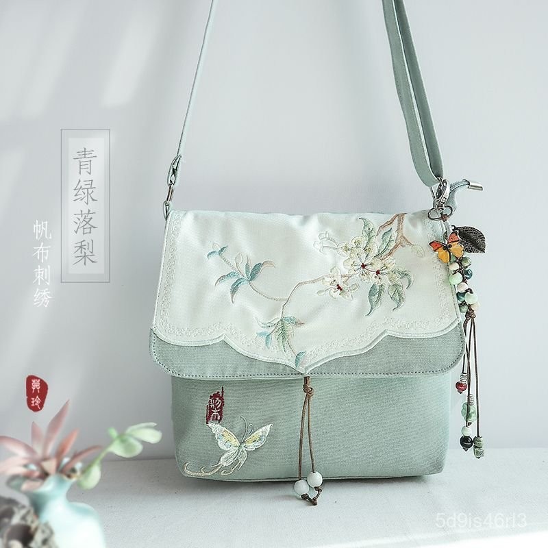 Tas Kanvas Gaya Cina Artistik Hanfu Kuno Tas Selempang Tas Kain Peri Tas Persegi Kecil