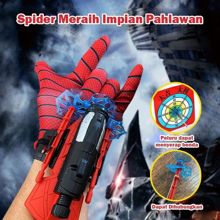 Best Seller Sarung Tangan Spider Man / Mainan Anak / Super Hero / Sarung Tangan Mainan / Pistol Saru