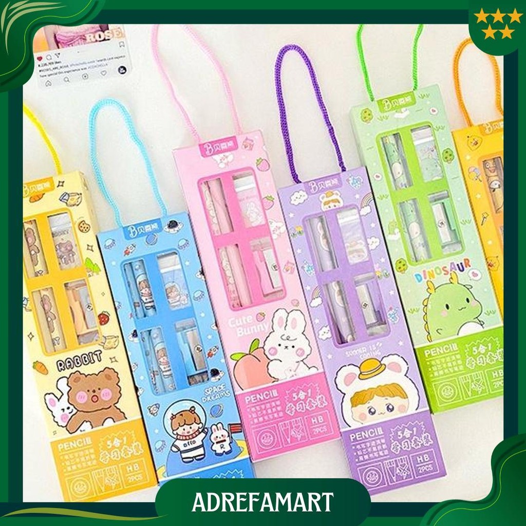 

Cod - S5989 Set Alat Tulis 5 In 1 / Set Alat Tulis Kartun / Set Alat Tulis 5 In 1 Lucu / Set Alat Tulis Anak Motif Kartun Ori
