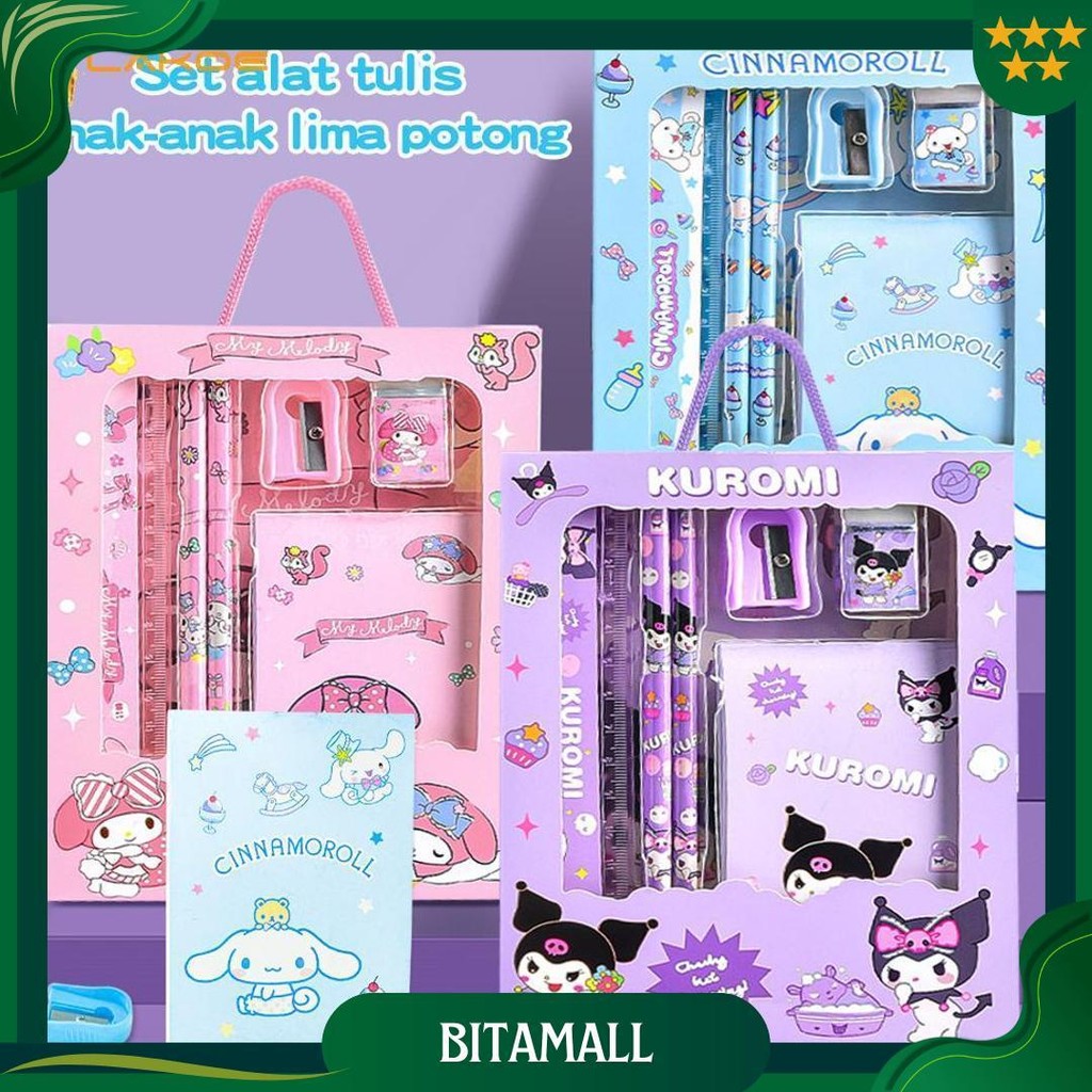 

Lakoeofficialmall Alat Tulis Set Anak Sd Kuromi 6 In 1 Kotak Pensil Anak Set Pensil Penghapus Penggaris Ori