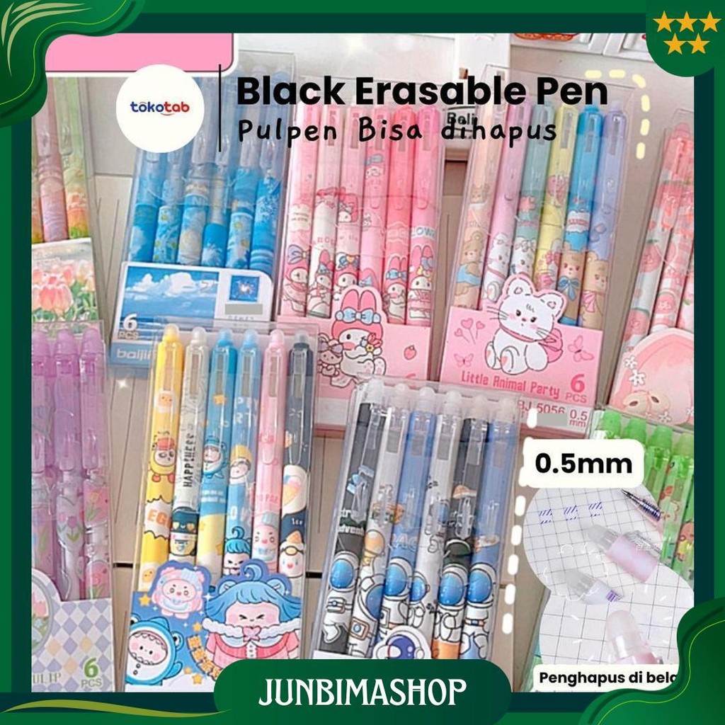 

Tokotab - [Set/6Pcs] Pulpen Erasable Bolpen Gel Hapus 0.5Mm Hitam Pulpen Gel Hapus / Erasable Pen Bolpen Bisa Dihapus Best Seller