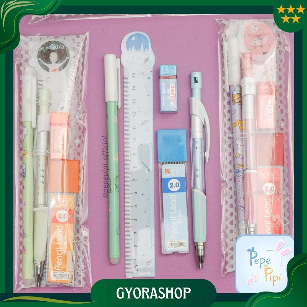 

Set Alat Tulis Mini Versi 2 Paket Alat Tulis Murah Pulpen Pensil Penghapus Penggaris Cod