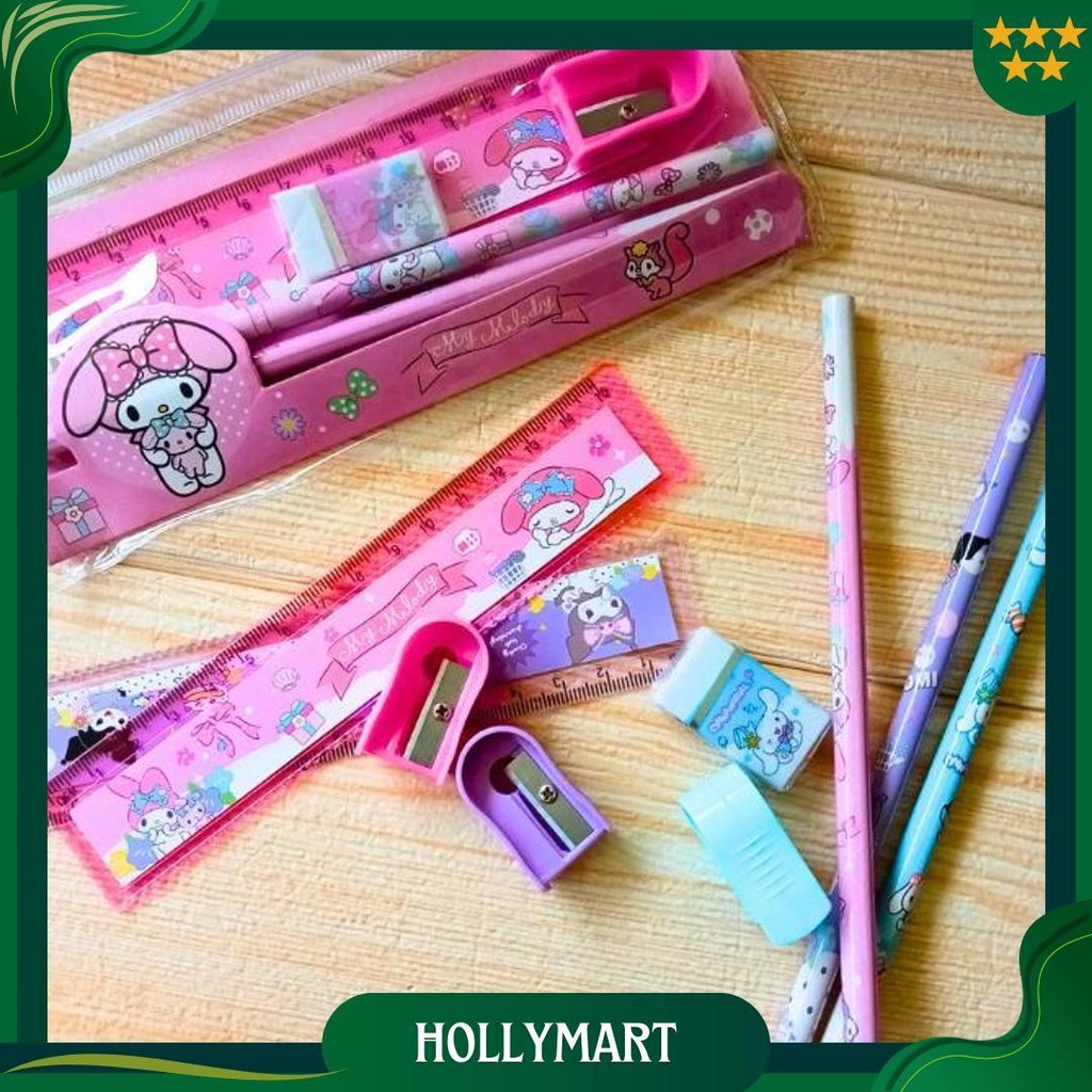 

Set Alat Tulis Sekolah Karakter Motif Sanrio 5 In 1 Lucu Cute Stationery Free Pouch Promo 4.4