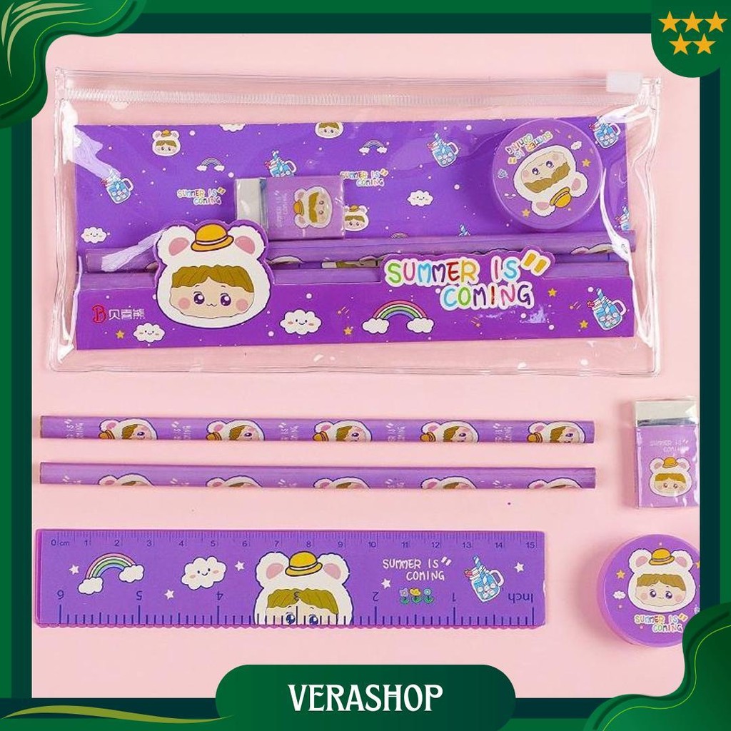 

Hpt Alat Tulis Set Mini Anak Sekolah Penghapus Penggaris Pensil Serutan Stationary Set Alat Tulis 5 In 1 Karakter Lucu Warna-Warni Astronot Stationary Promo Puncak