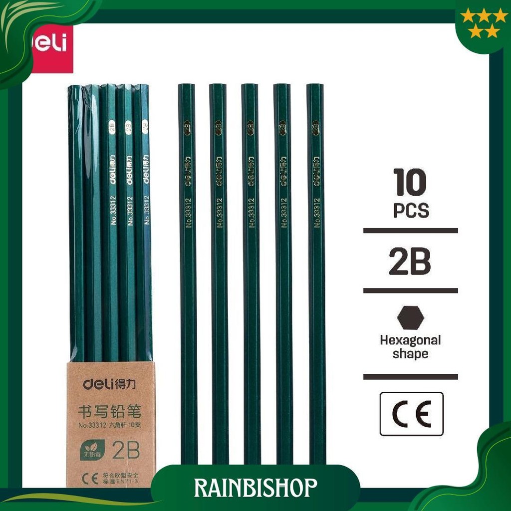 

Deli Combo Set 2 - 10Pcs Pensil 2B + 3Pcs Penghapus + Rautan Putar Cod
