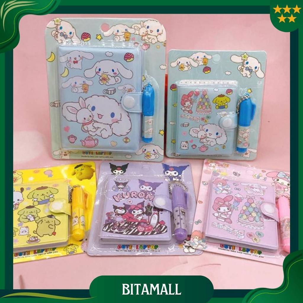 

Cod - S6146 Mini Klip Note Book And Pen / Buku Diary Kancing / Cute Mini Note Book 2 In 1 / Set Memo Diary Motif Promo