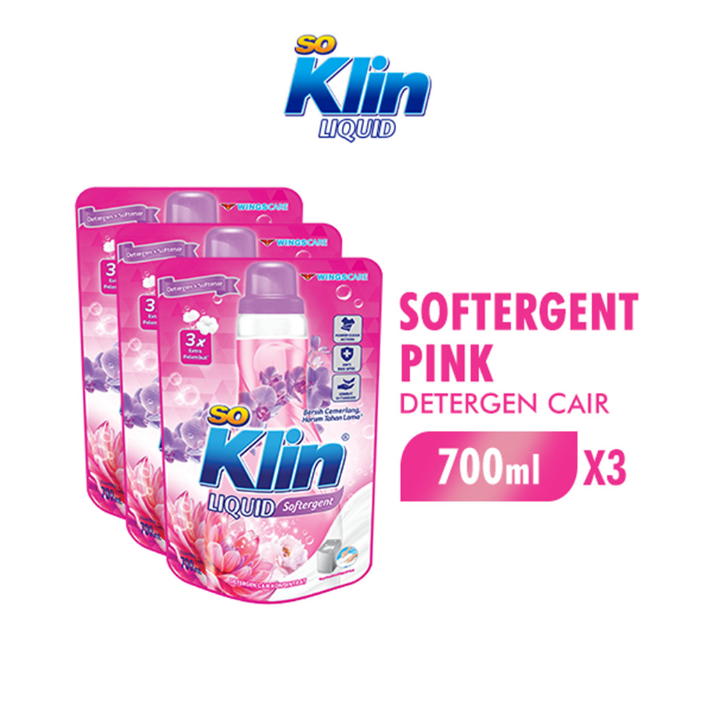 Soklin Deterjen Cair Soft Pouch 700 ml x3