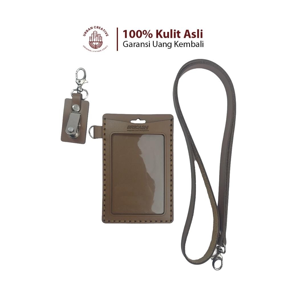 

URBAN CREATIVE Name Tag ID Card Holder Lanyard Kulit Sapi Asli Free Custom Desain Gravir NT3RDS