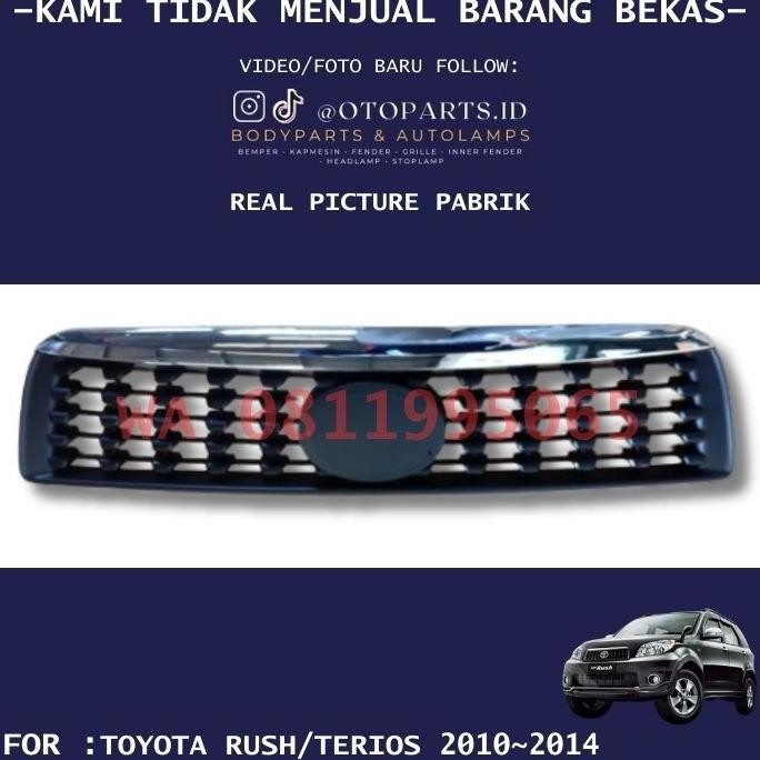 Grill Grille Ram Depan Rush Terios Chrome Hitam 2010-2014 Baru Import The Bests Product