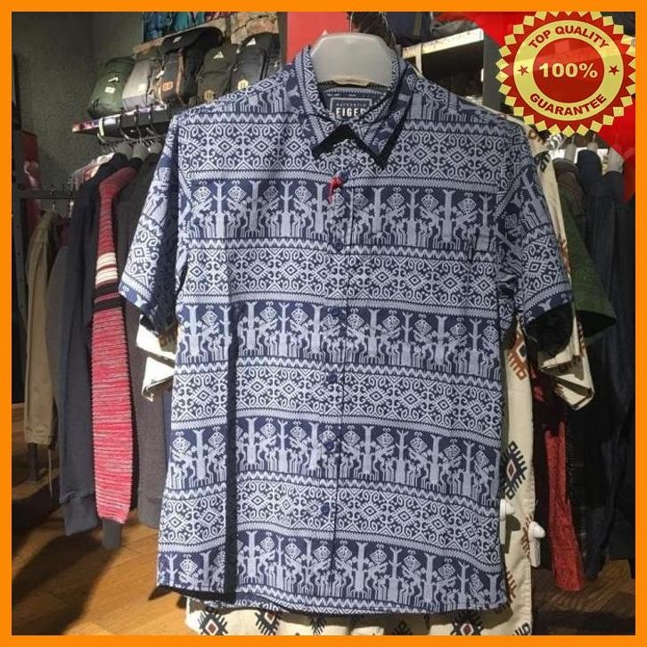 [bra] eiger kemeja batik lengan pendek pria original kambera shirt 1989-blue