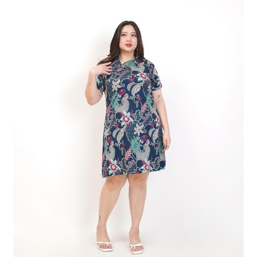 PLK Cheongsam Dress Batik Bigsize Jumbo Wanita 607 TERLARIS