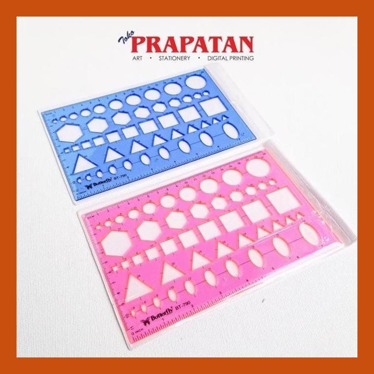 

[ PERALATAN LUKIS / GAMBAR ] PENGGARIS BUTTERLFY BT-790 CETAKAN / 5 BENTUK BANGUN DASAR GOOD QUALITY