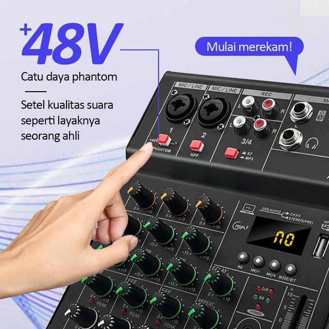 Terlaris Hi-Net Pm4 Mixer Sound Audio System Bluetooth Dsp Usb 4 Channel Mini Audio Interface For Re