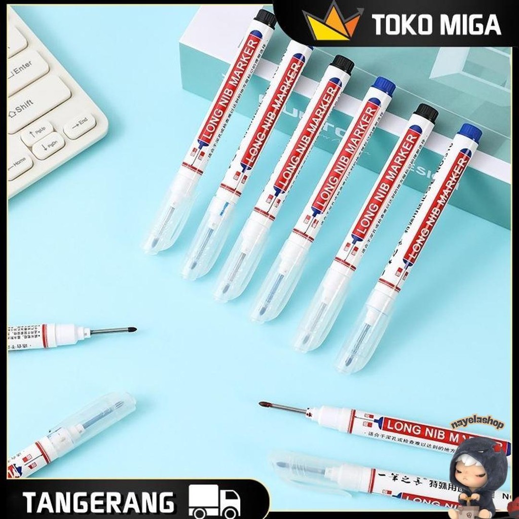 

10Pcs Spidol Kepala Panjang Jangkauan Dalam Long Head Marker Nib Waterproof Cepat Kering 20Mm Diskon