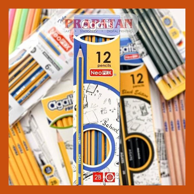 

[ PERALATAN LUKIS / GAMBAR ] PENSIL TULIS AGATIS 2B SET | 1 BOX ISI 5-12PCS | WRITING PENCIL COD