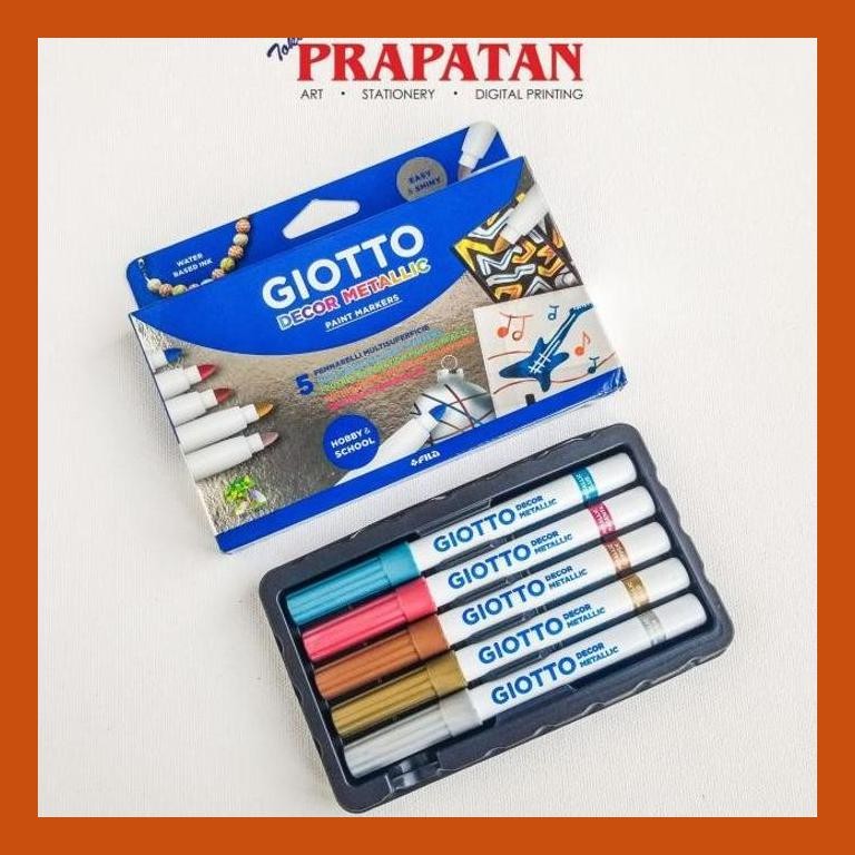 

[ PERALATAN LUKIS / GAMBAR ] GIOTTO DECOR METAL 5 WARNA / MULTISURFACES ART MARKER PACKING AMAN