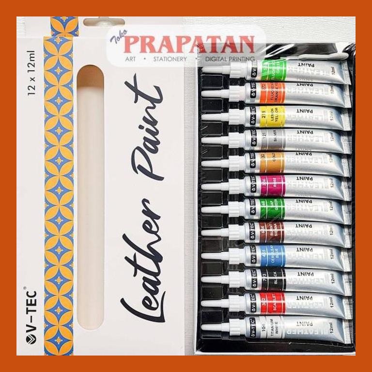 

[ PERALATAN LUKIS / GAMBAR ] V-TEC ACRYLIC LEATHER PAINT 12X12ML LPC-1012 | CAT BAHAN KULIT SIAP KIRIM