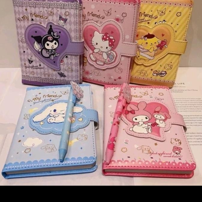 

Notebook 2in1 buku tulis anak sanrio magnet/ Buku Memo dan Pen Kuromi Cinnamoroll Melody