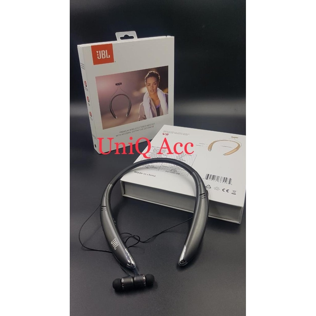 Headset Bluetooth JBL V8 Sport Headphone Wireless With Loudspeaker