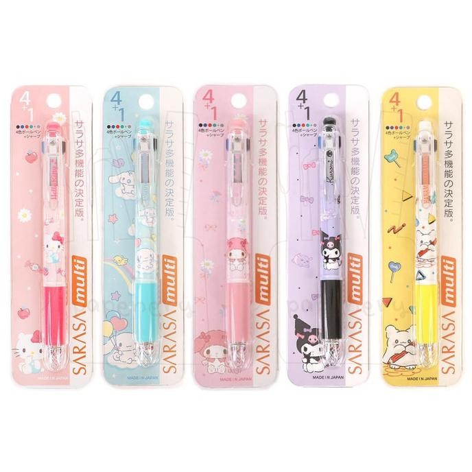 

TERBARU - Zebra Sarasa Multi 4+1 Sanrio Hello Kitty Cinnamoroll My Melody Kuromi Hanamaruobake Multifunction Gel Ink Pen 0.5mm Limited Edition