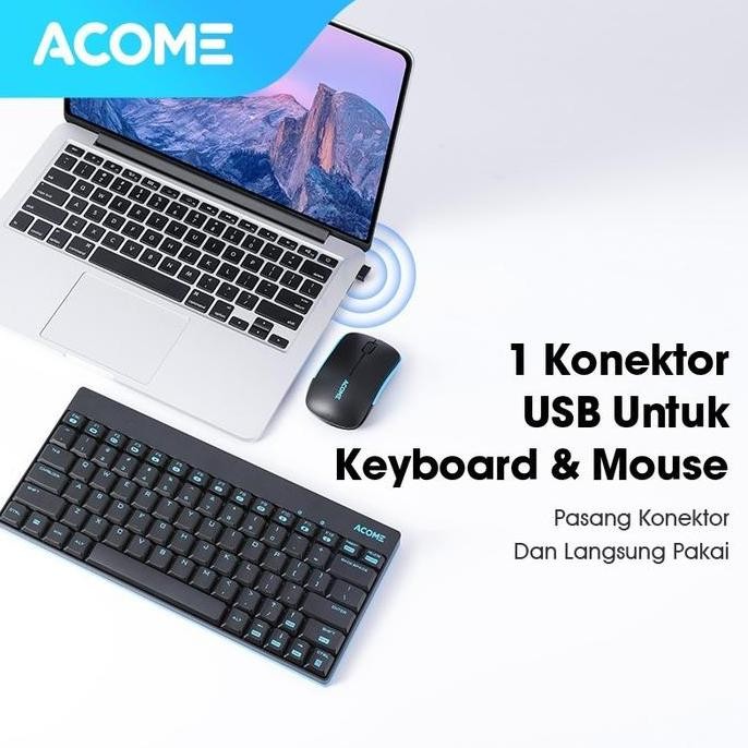 Grosir Acome Akm2000 / Akm-2000 Keyboard & Mouse Wireless Portable Silikon