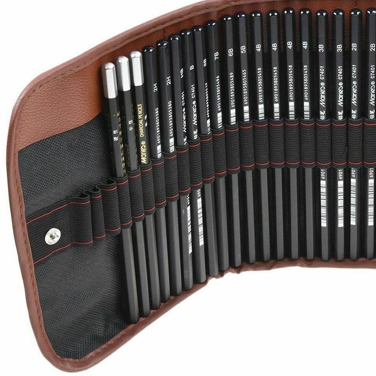

uj-53 29pcs Drawing Pencil Set/Pensil Gambar Sketsa Pisau Penghapus-Dengan Pouch Serut Viral