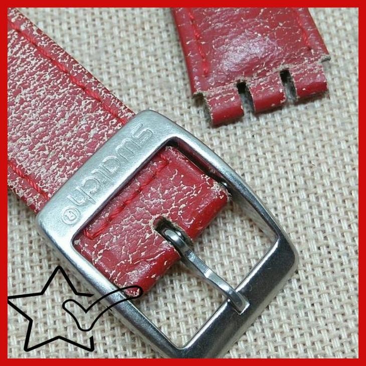 [RHV] SWATCH STRAP VINTAGE ORIGINAL BUCKLE LEATHERSTRAP TALI KULIT RANTAI JAMTANGAN SWATCH SWISSMADE