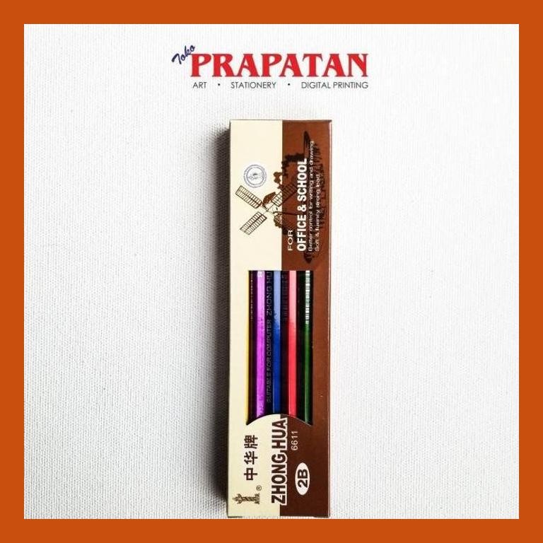 

[ PERALATAN LUKIS / GAMBAR ] PENSIL 2B ZHONGHUA 6611 PACK 12 PCS SIAP KIRIM
