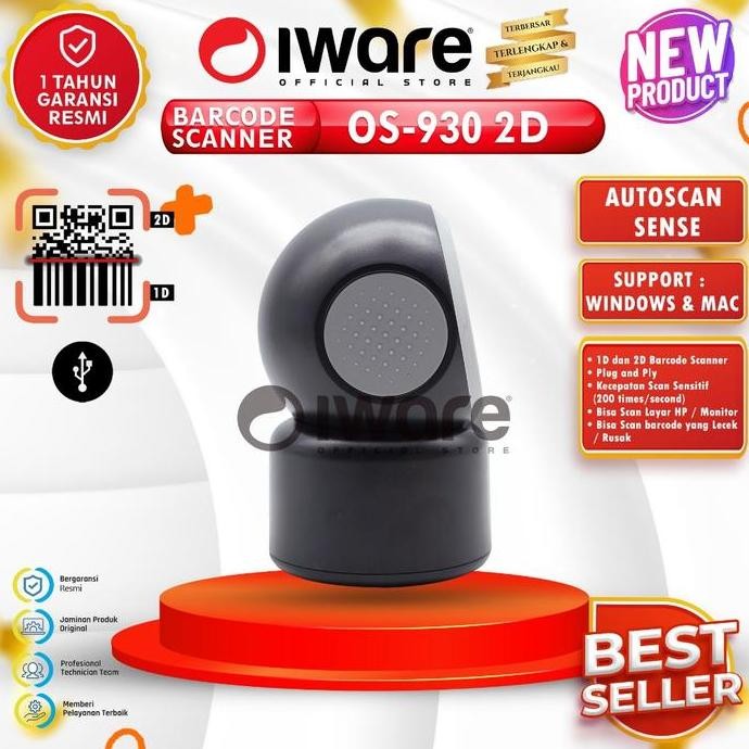 IWARE BARCODE SCANNER OMNI IWARE OS-930 - OS 930 2D QR CODE-E-FAKTUR USB 1204T