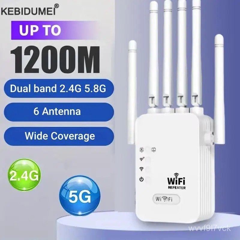 Pengulang WiFi Nirkabel 1200Mbps Router Sinyal 2.4G 5.8G 802.11N Penguat WiFi Nirkabel Jarak Jauh