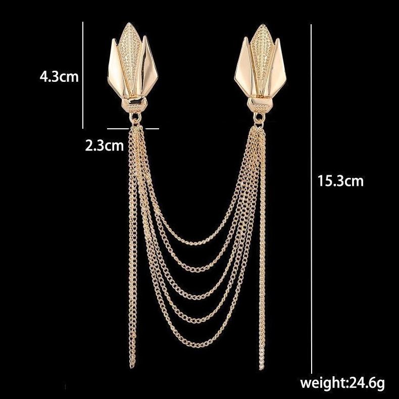 Ow42 Bros Rantai Jas Pria Wanita Lapel Pin Bros Jas Rantai Pin Kerah Kemeja Pin Bros Rantai Murah