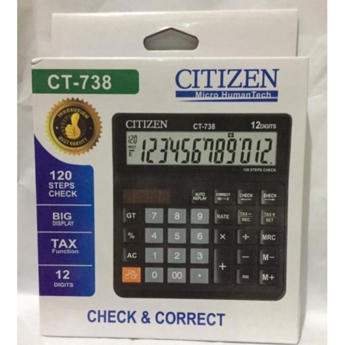 

gs-56 CITI.ZEN CT-738 - Check & Correct Calculator / Kalkulator Desktop CT738 Termurah